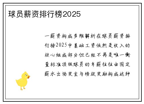 球员薪资排行榜2025