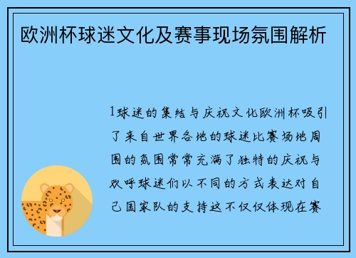 欧洲杯球迷文化及赛事现场氛围解析